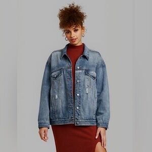 Wild Fable Distressed Oversized Trucker Jacket